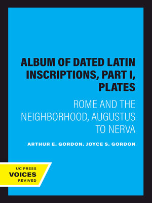 cover image of Album of Dated Latin Inscriptions, Part I, Plates